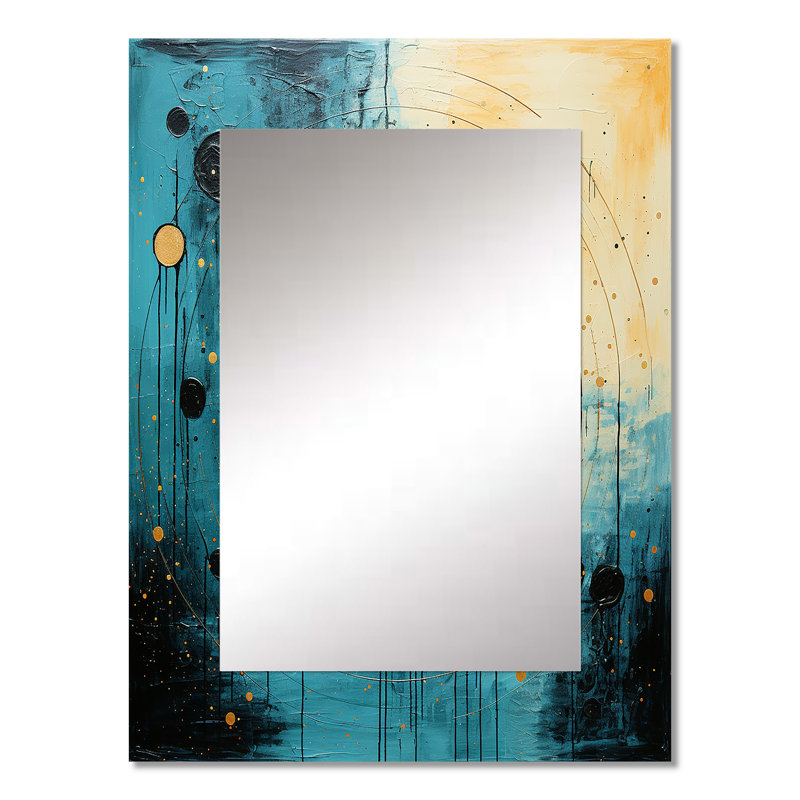 Sarcelle et noir Minimalisme lune I - miroir mural décoratif minimaliste, miroir moderne, impression d'art en métal