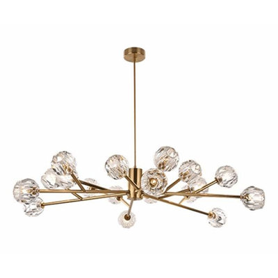 Lustre linéaire moderne à 18 lumières avec accents de cristal Spoutnik