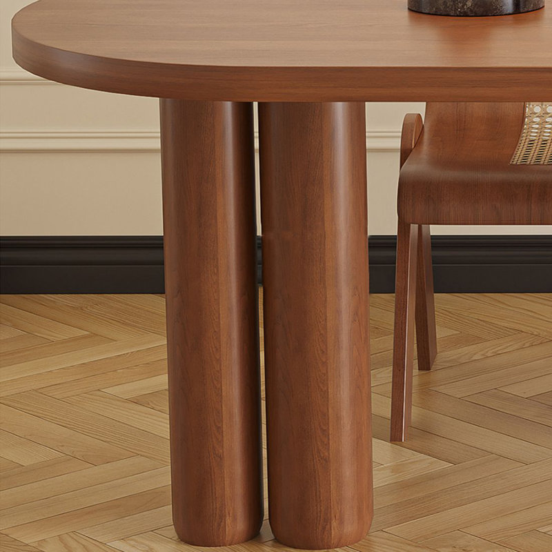 Bureau d'écriture brun en bois massif demi-cercle, H 29,53 po x l 70,87 po x P 31,5 po