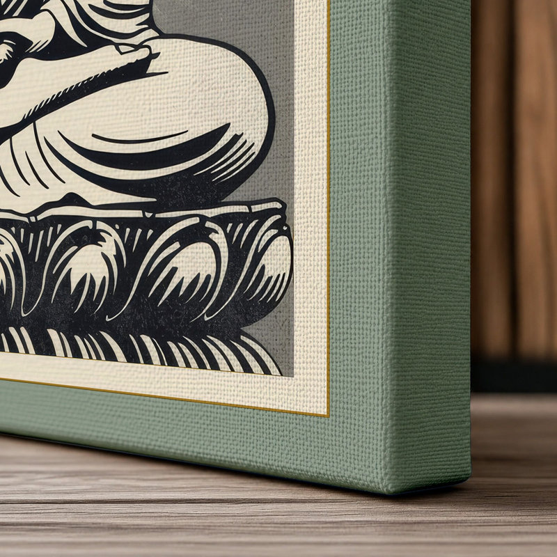 Meditative Buddha Japandi - Wrapped Canvas, 18x12 - 45.7 x 30.5 cm, Sage Border