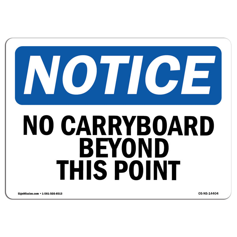 «No Cardboard Beyond This Point», panneau en aluminium 12 x 18