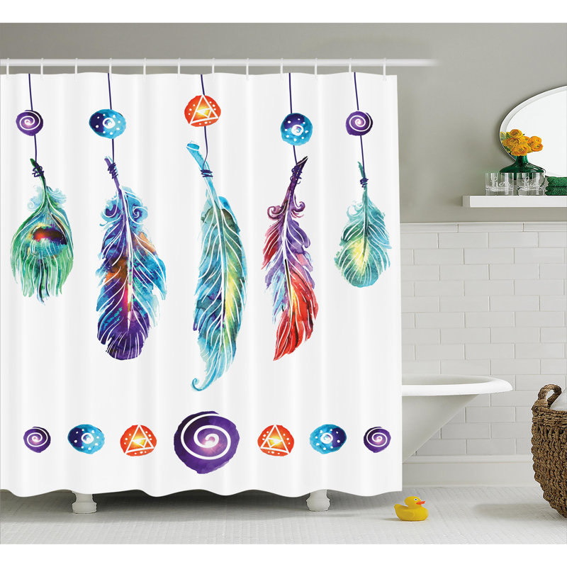 Rideau de douche simple Indian Feather, H 70 po x l 69 po