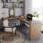Walnut L-Shaped Solid Wood desk-108679191-108679188