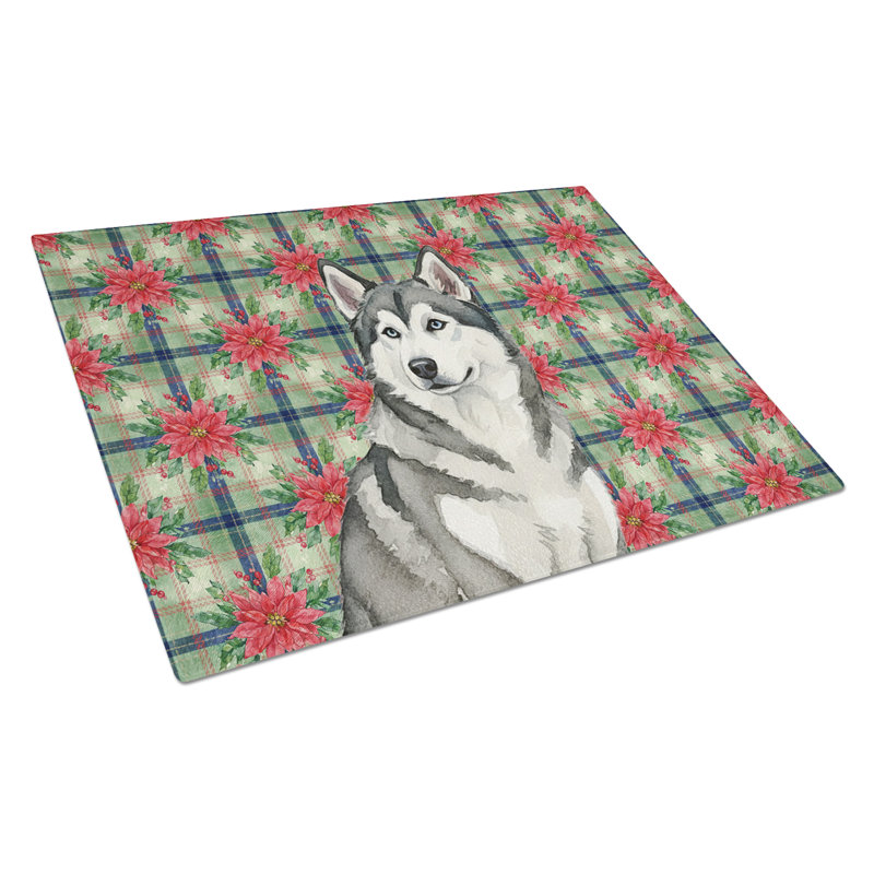 Planche à découper en verre gris et blanc Malamute de l'Alaska