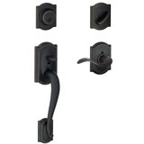 Camelot Handleset with Single Cylinder Deadbolt and Accent Door Lever and Camelot Rosette
