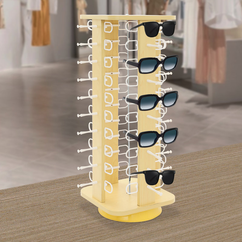 Présentoir de rangement 40/50/60 paires de lunettes de soleil rotatives modernes, Blanc