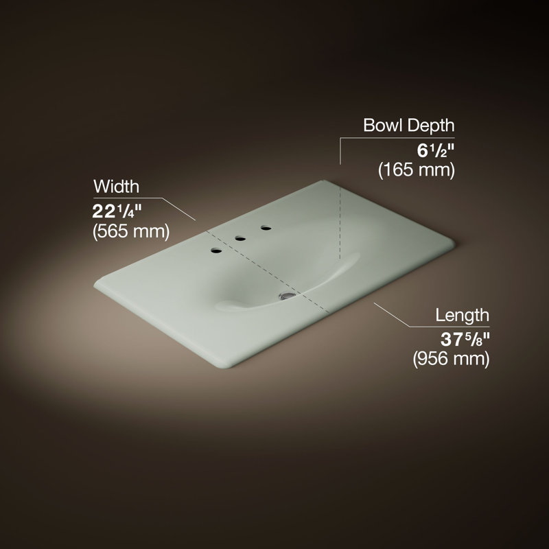 Plateau de meuble-lavabo 38 po Iron Impressions, Sel de mer, Centres de 8 po