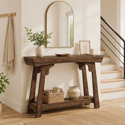 41" Console Table, Farmhouse 2-Tier Sofa Table Entryway Table with Storage Shelf