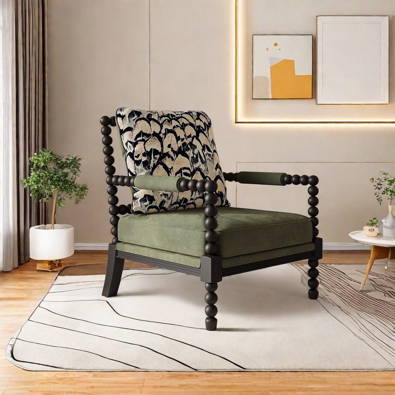 Breathable Fabric Chair with Solid Wood Frame