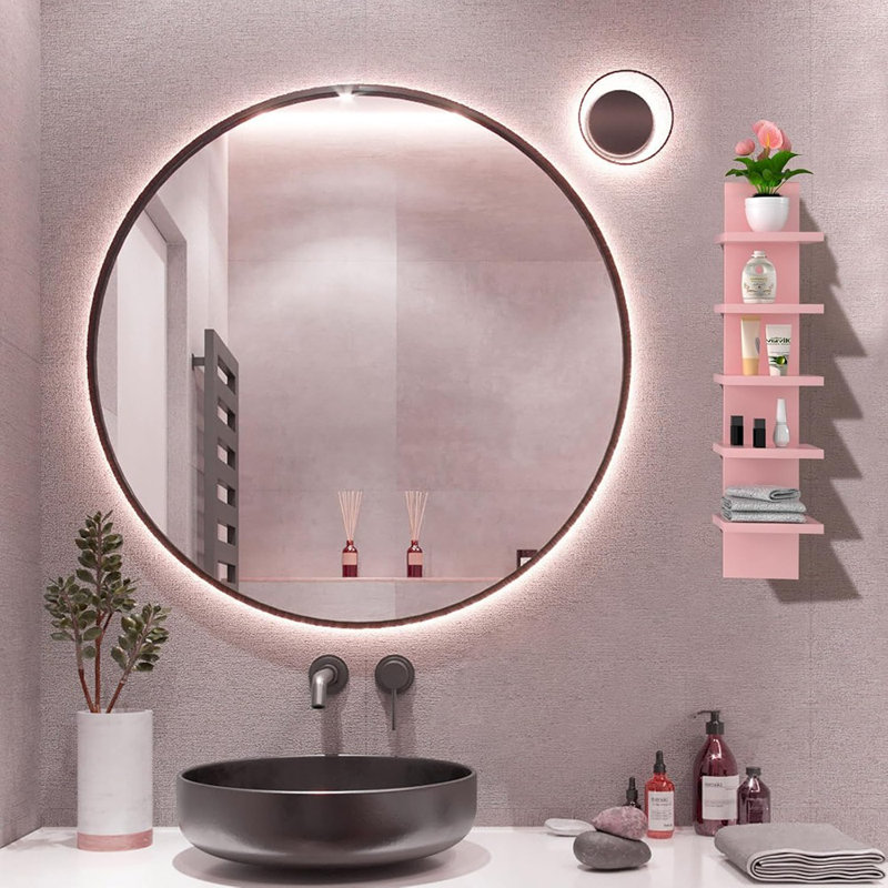 Étagère murale à 5 niveaux avec étagère à colonnes verticale rose