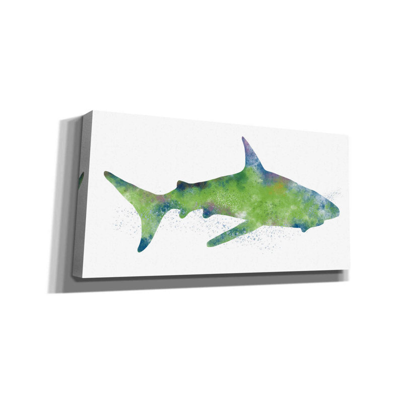 'Watercolor Shark II' by Linda Woods, Canvas Wall Art, 30" H x 60" W x 1.5" D