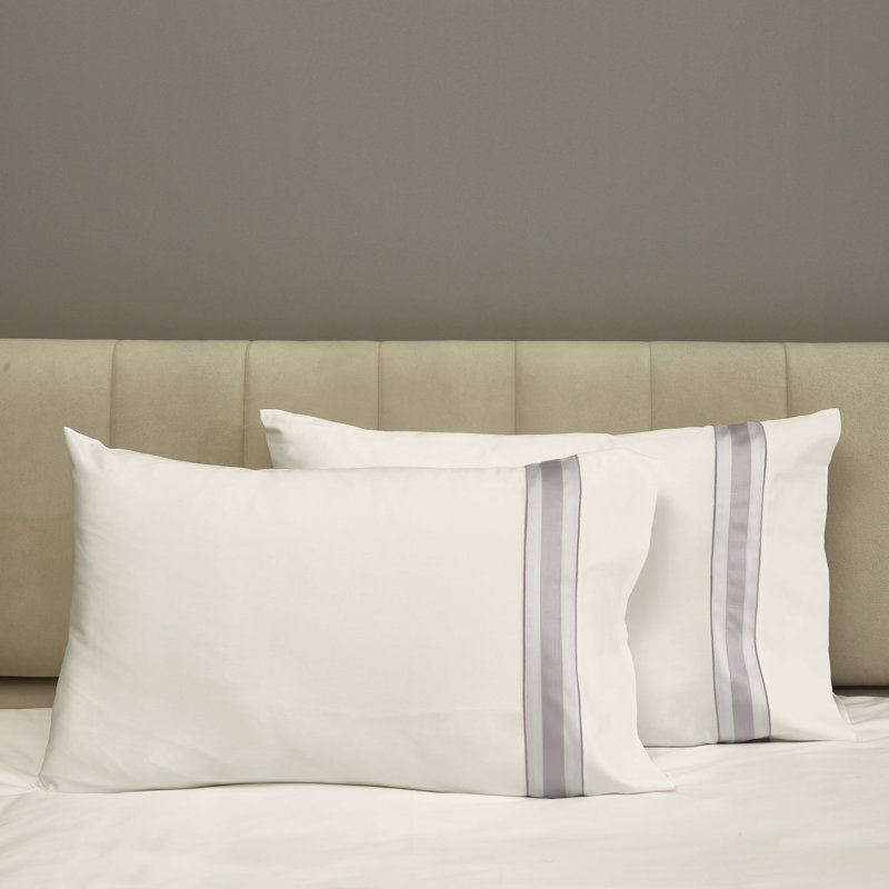 Dimora Pillow Case, Standard Pillowcase, Ivory/Thistle