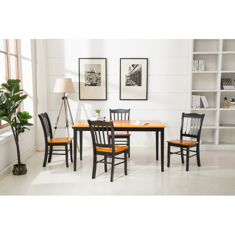 Weldy 4 - Person Solid Wood Top Four Leg Dining Set, Oak/Black