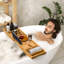 Plateau de panier de bain pour baignoire - Plateau de rangement réglable en bambou pour salle de bain avec porte-savon gratuit convenant au spa de luxe ou à la lecture