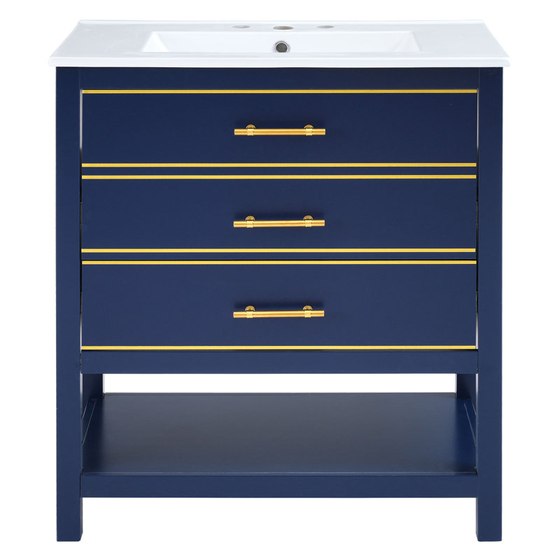 Armoire de salle de bain ouverte, Bleu marine