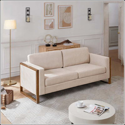 79 Inch Modern 3-Seater Sofa with Solid Wood Legs, Perfect for Living Rooms and Bedrooms, Combining Style and Comfort