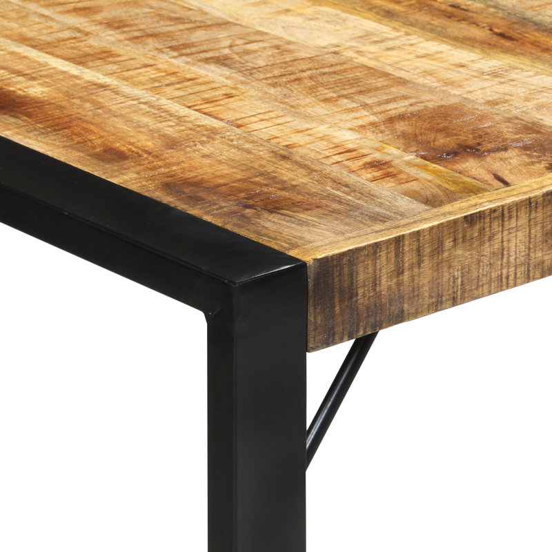 Price Solid Wood Top Metal Base Dining Table, H75 x L160 x W80cm