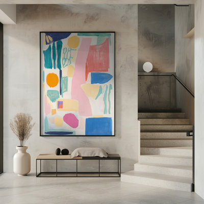 "Abstract Colorful Geometry" Framed Textured Wall Art