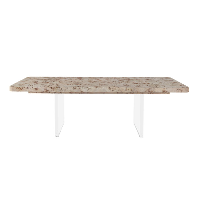 86" to 106" Tranquility Burl and Acrylic Dining Table
