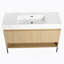 Ensemble de meuble-lavabo 48 po avec lavabo simple en résine, ensemble d'armoires de rangement modernes 3 portes, bois massif multicouche, chêne-146192124