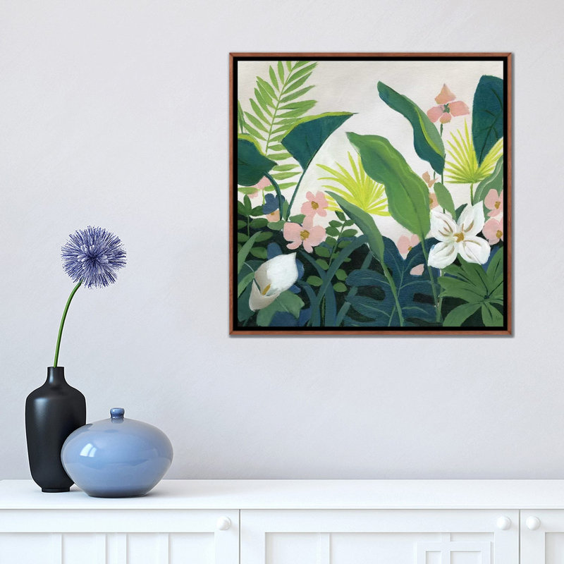 «Tropics» par Nan - reproduction imprimée, Cadre brun classique, H 18 po x l 18 po x 1,5 po