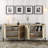 Paucker Modern Console Table, Walnut & Travertine Color, 70.9 x 30.7 x 13.8 inches | 100% Melamine Coated Particle Board, Thickness: 0.7 inches | Wall-Mountable Design with Numerous Shelves, Stylish & Functional for Any Space