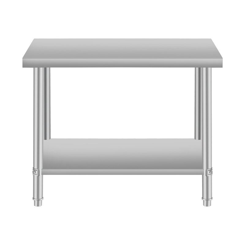 Table de travail en acier inoxydable avec dessous de tablette Tone 36 po x 24 po (roulettes non incluses)