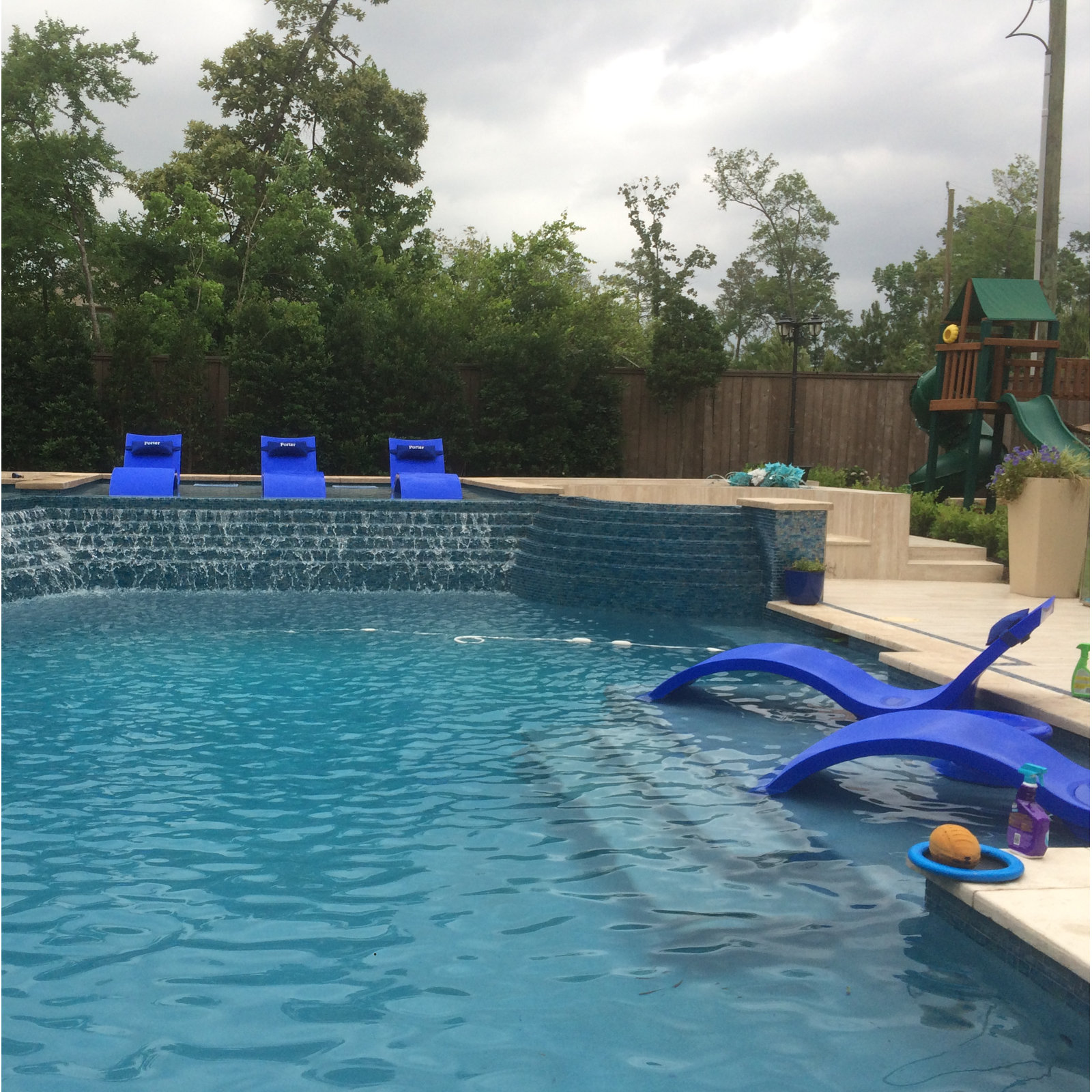 Signature 23" Patio Chaise Lounge Set, Navy Blue