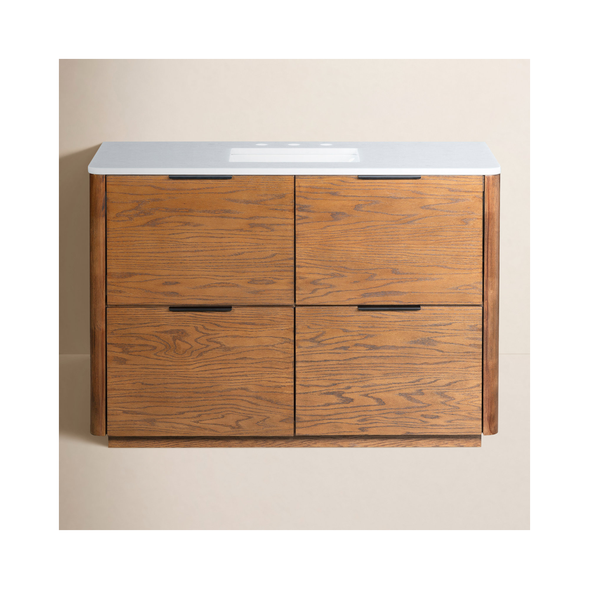 Tahani 48" Single Sink Bathroom Vanity with Marble Countertop, Medium Oak