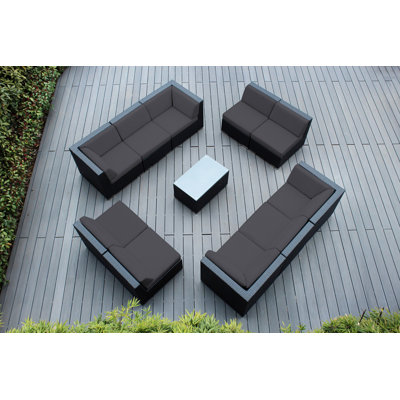 Pavior Wicker 10 - Person Seating Group with Cushions - No Assembly