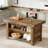 55" Kitchen Island With Storage, Farmhouse Island Table Counter Height Bar Table-1276278127