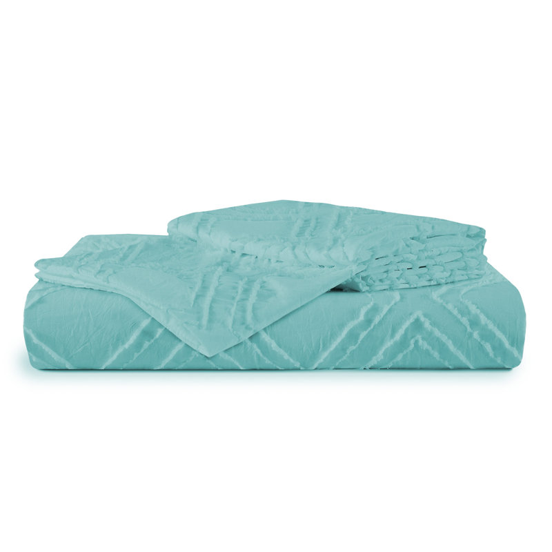 Averyonna Duvet Cover, Queen Duvet Cover + 2 Standard Pillowcases, Green Wave