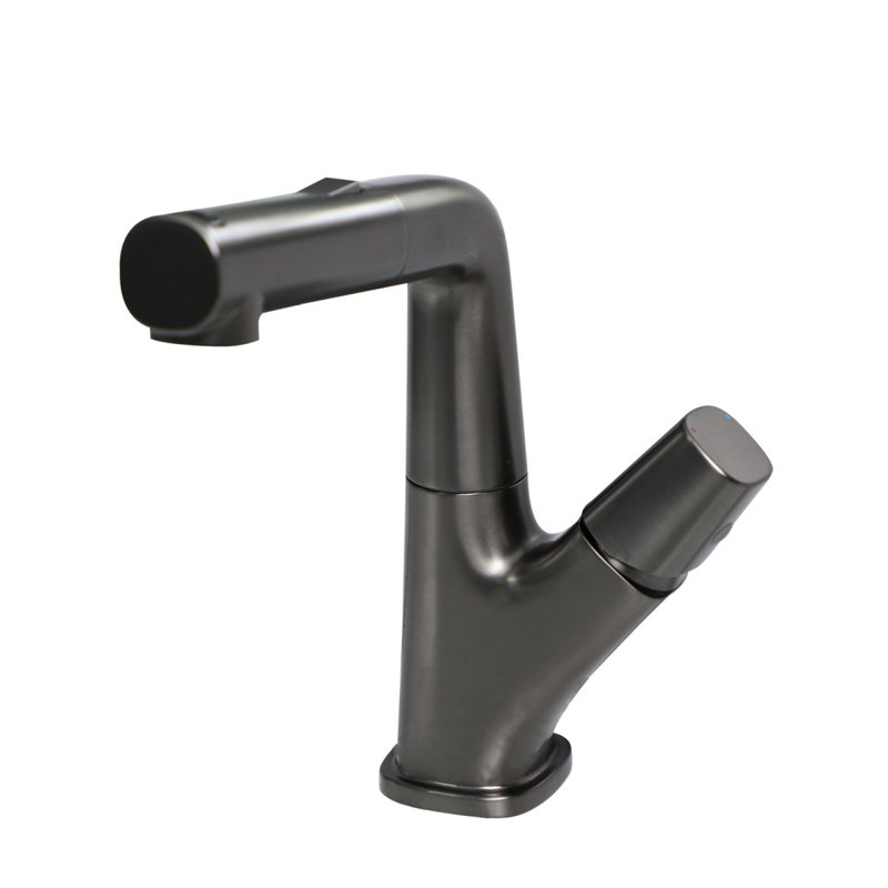 Robinet de lavabo de salle de bain escamotable avec trois modes d'eau, noir bronze