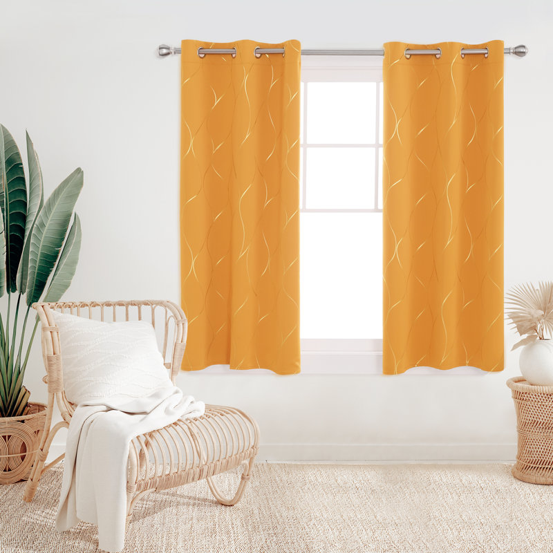 Boulus Room Darkening Curtain Panel Pair, 42" W x 63" L, Orange Flame