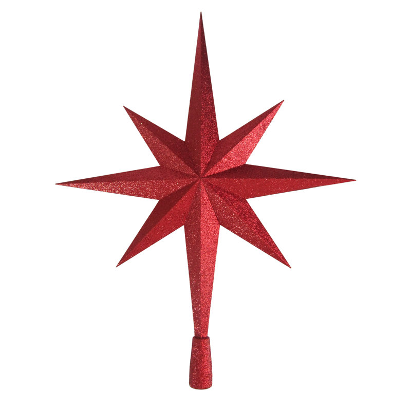 Pointe d'arbre de Noël en forme d'étoile, Rouge, H 15,5 po x l 14 po x P 1 po
