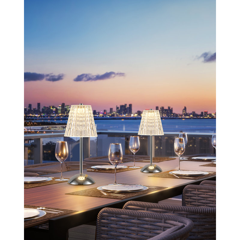 Rechargeable LED Table Lamp, Portable, Polished Chrome 