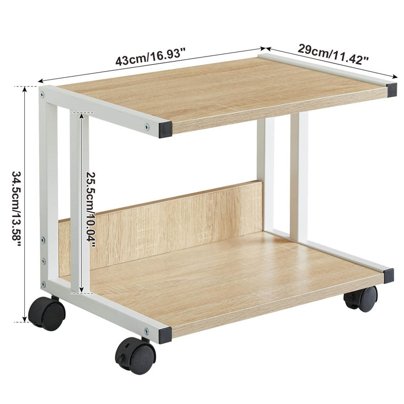 34.5cm H x 43cm W Utility Cart with Wheels, Light Wood