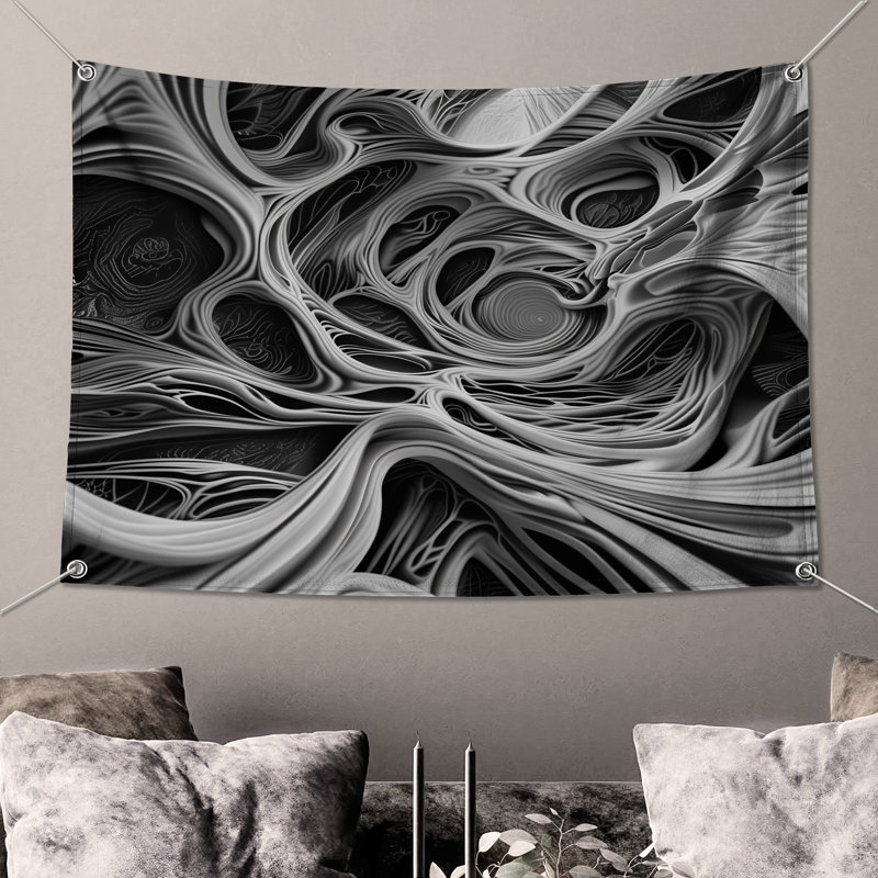 Tapisserie murale «Intricate Abstract Swirls» - Décoration murale abstraite, H 50 po x l 60 po avec 4 œillets