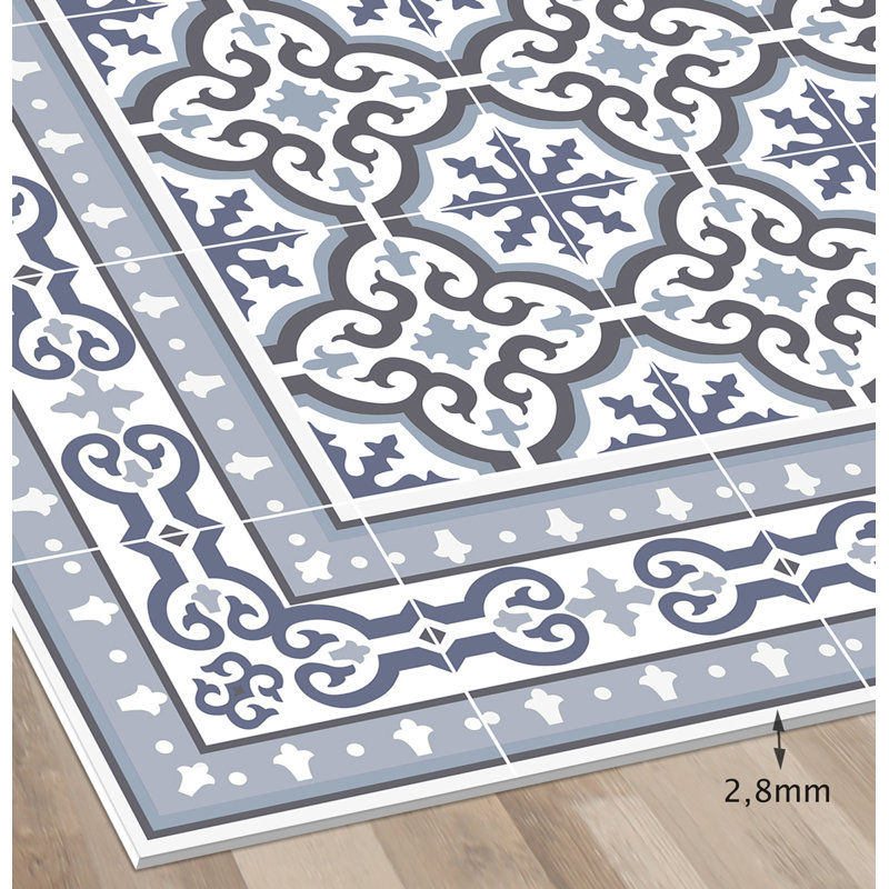 Abreona Vinyl Machine Printed Area Rug, Rectangle 4'4.4" x 6'6.7"