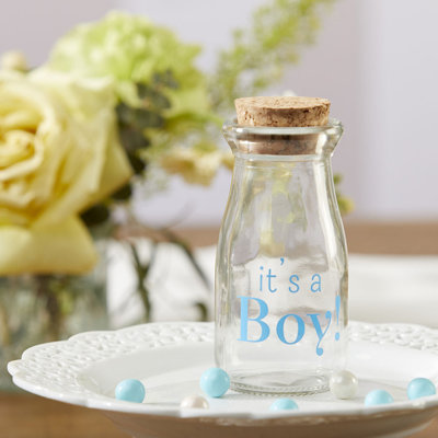 3,8 oz Pot de bouteille de lait imprimé vintage - It's A Boy Blue (ensemble de 12)