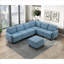 Fauteuil d'appoint modulaire capitonné moderne bleu profond avec rangement caché et structure en bois massif