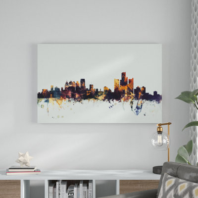 Detroit Michigan Skyline by Michael Tompsett - Graphic Art on Canvas