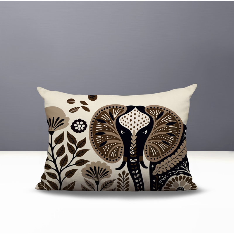 Coussin lombaire réversible intérieur / extérieur Issa Elephant, Beige, Rectangulaire H 14 po x l 20 po