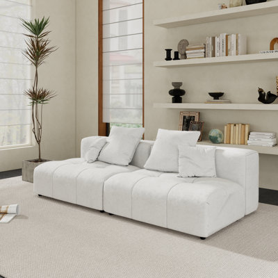 Kay Boneless Crumley 2-Piece Upholstered Modern Linen Fabric Modular Loveseat Sofa