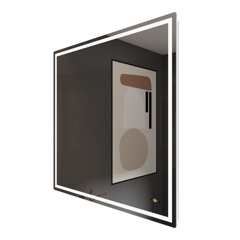 Johnine Touchless Bathroom LED Mirror Gesture Sensor Wall Lighted Frontlit&Backlit 3-Color Dimmable, 30" x 30"