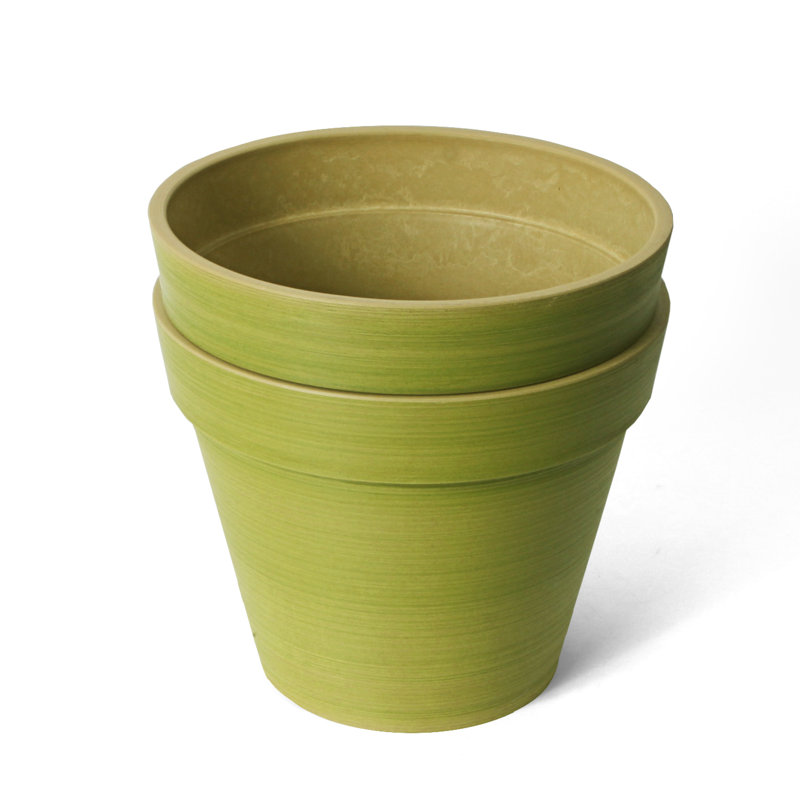Cara Composite Pot Planter Set, 8" H x 10" W x 10" D, Green