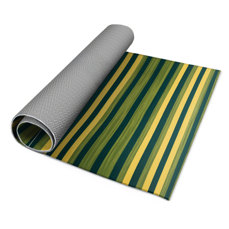 HorizontalStripes Green Indoor and Outdoor Area Rug, Rectangle 2' x 3'