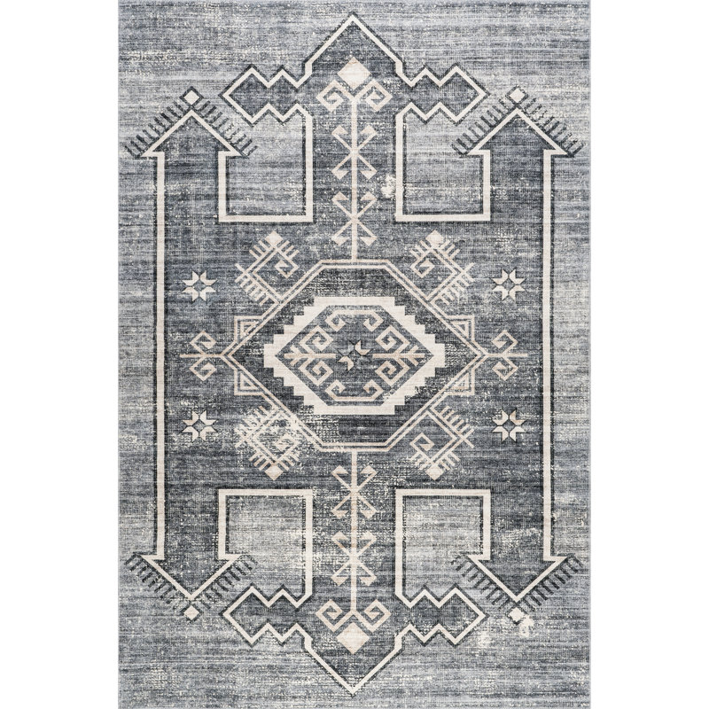 Marylene Machine Woven Polyester Area Rug in Gray, Rectangle 5' x 8'