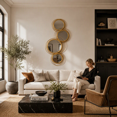 Modern Multi-Circle Wall Mirror with Overlapping Rings,Artistic Wall Mirror,Wall Mirror,Art Mirror(Only Wall Mirror)