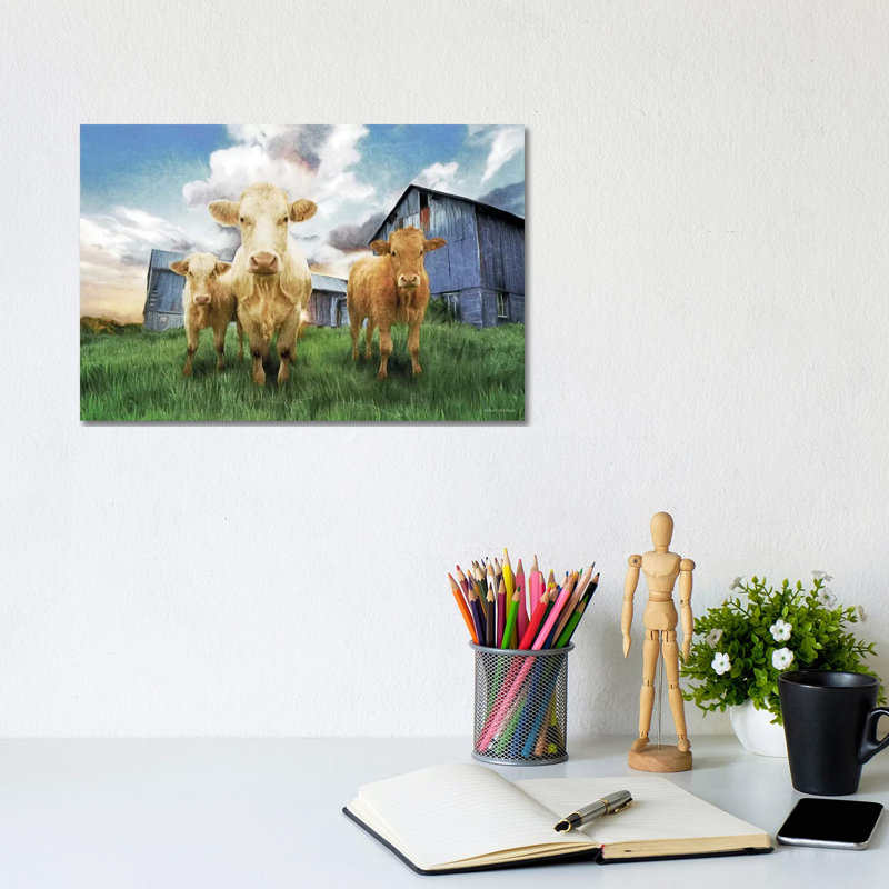 " Three Curious Calves " by Bluebird Barn, 18" H x 26" W x 1.5" D